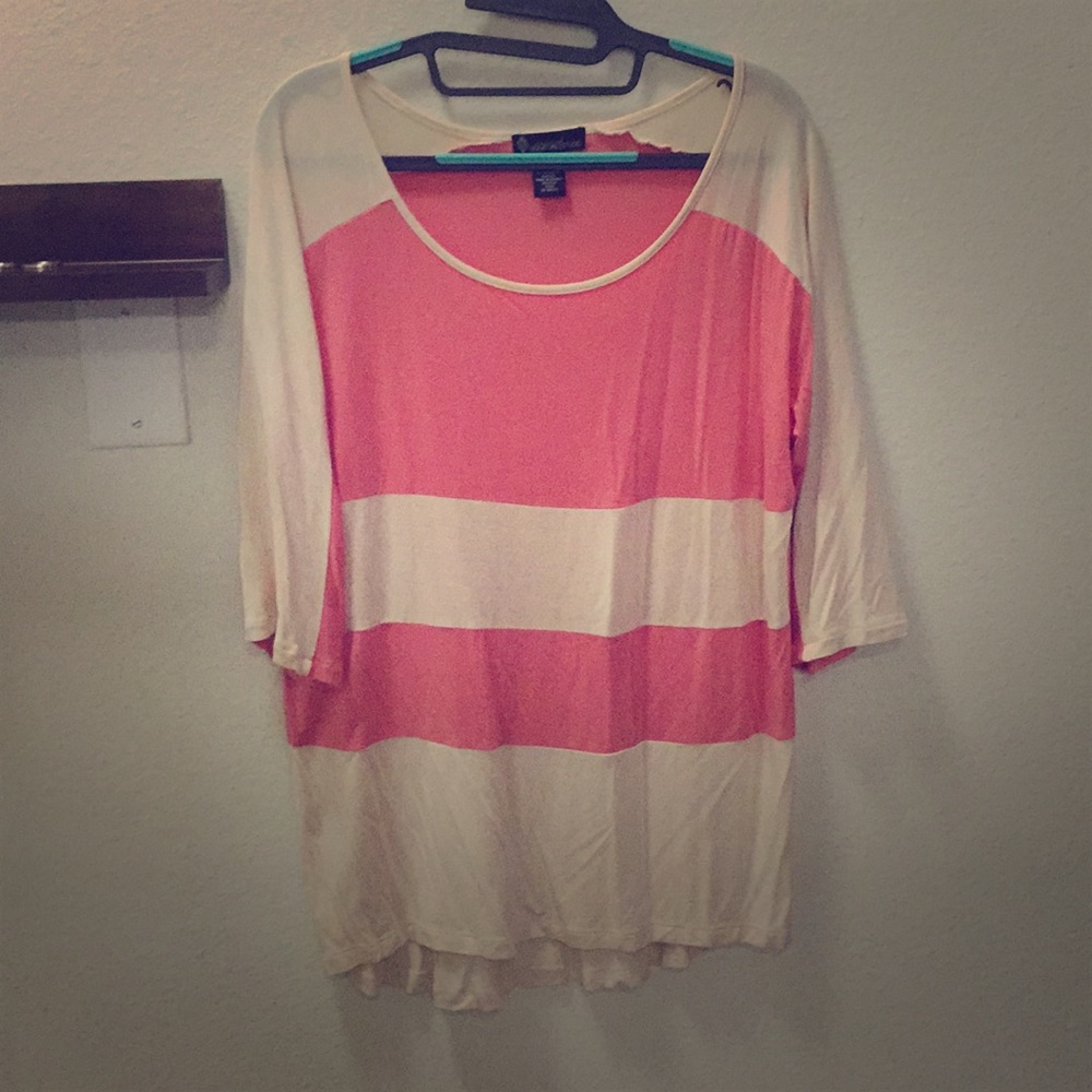 Pink multi-tone 3/4 length sleeve blouse